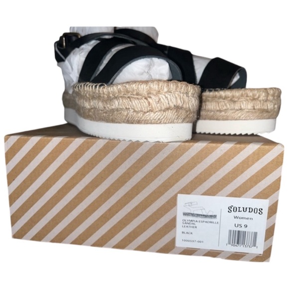 Soludos Black leather Olympia Espadrille Sandal! Size women’s 9!🔥NEW IN BOX - Picture 5 of 11
